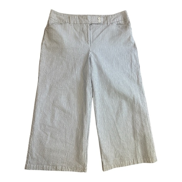 Jones New York Sport Wide Leg Cropped White with Navy Stripes size 16 - Picture 2 of 9